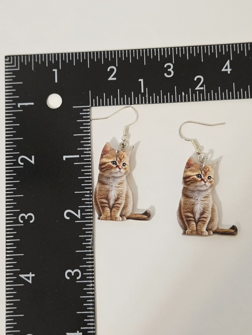 Pretty Orange Cat Tabby Kitten Dangle Earrings - Picture 9 of 16